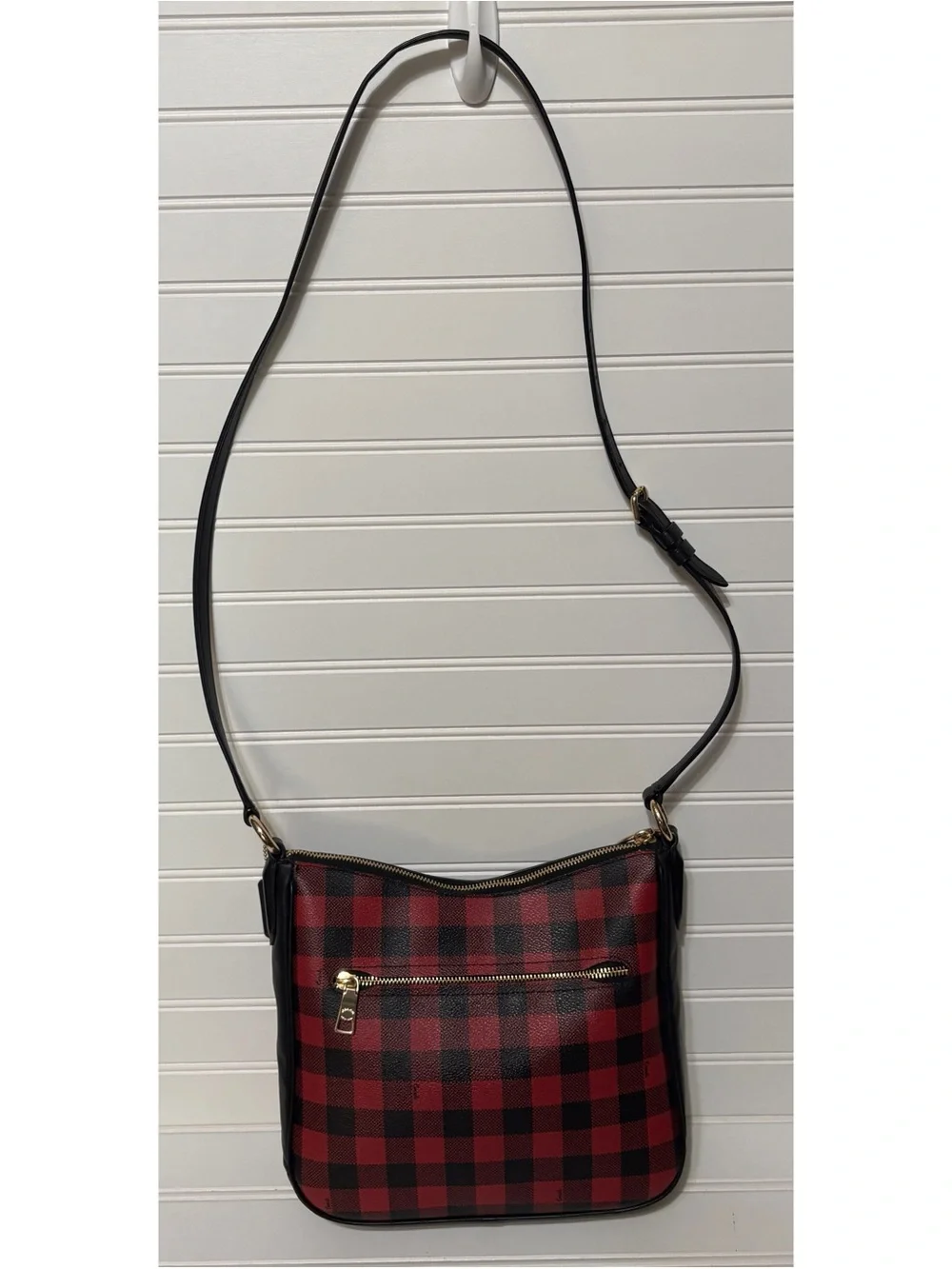 COACH Chaise Red Black Gingham Print Canvas Crossbody Shoulder Bag Purse Tote